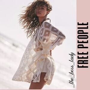 Free People kaftan crochet all tous duster one-piece cover-up top